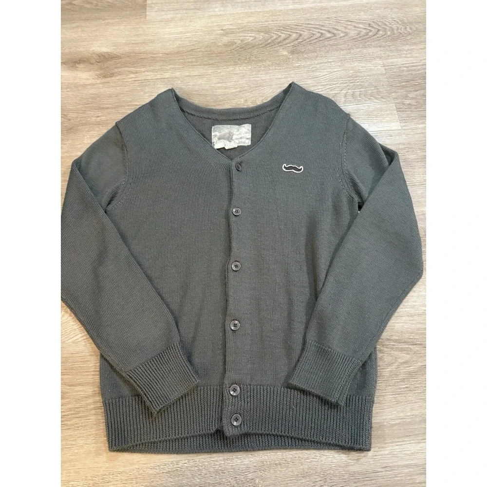 Toddland Mustache Cardigan Sweater Mens Size‎ M Green Eclectic Grandpa